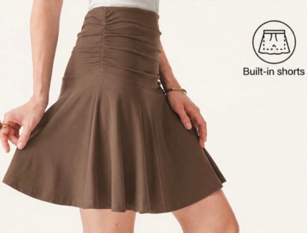 OGL Move Eco-SkinKiss Side Ruched A-Line Flowy Skirt Lined Shorts Size XL